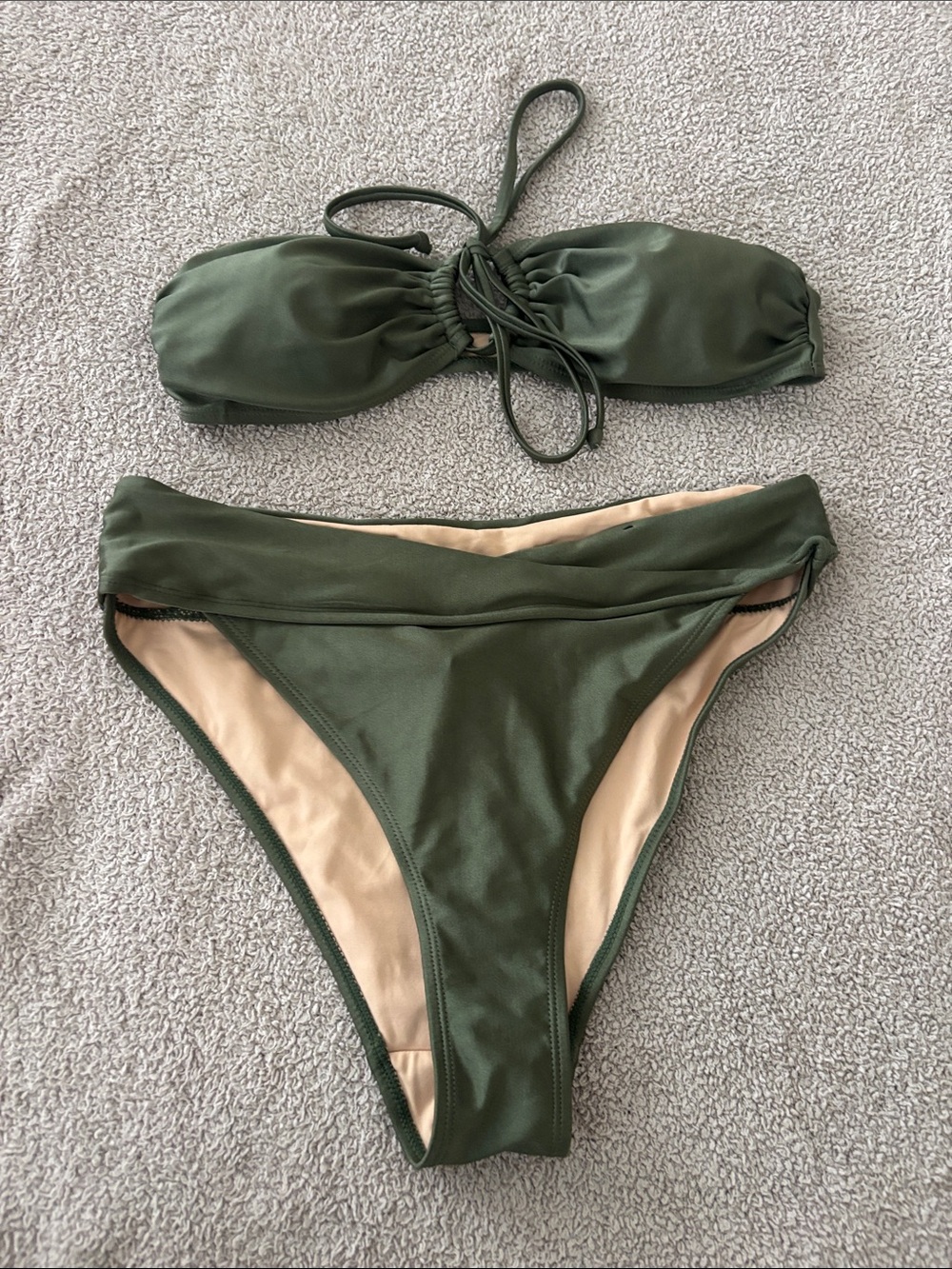 Cotton On Olive Green Bandeau Bikini Set
